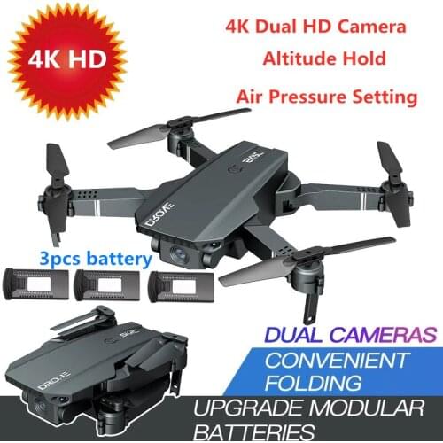 4K HD Dual Camera WiFi FPV Drone Trajectory Flight Altitude Hold Gesture Photo 3D Flip Foldable RC Quadcopter With 3pcs Battery