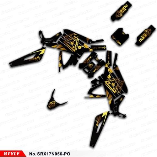 Aftermarket Gold and Black Graphics Custom Stickers for Sur Ron Light Bee X/S Bike, Style No.SRX17N056-PO
