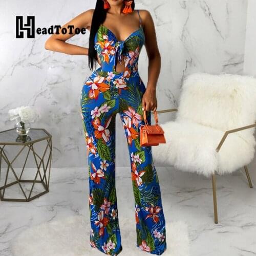 Floral Print Spaghetti Strap Cutout Sexy Rompers Women Jumpsuit Casual Summer One Piece Outfits