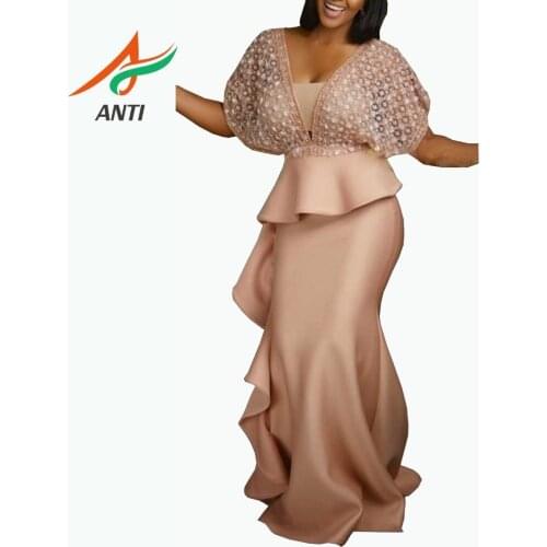 ANTI abiye Evening Dress Plus Size vestidos largos Half Sleeves Evening Dress Lace abendkleider Long Mermaid Evening Gown 2019
