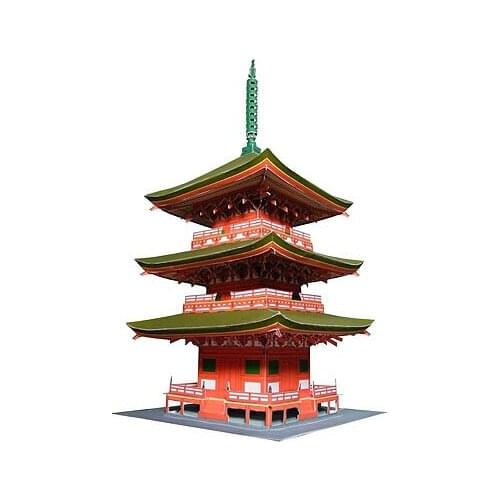 Famous Construction - Japanese Famous grass shrine triple tower Paper model
