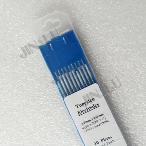 Free Shipping Tig Tungsten Electrode WZr8 White Head 0.8% Zirconiated 2/25" 2.0*150mm 10PCS