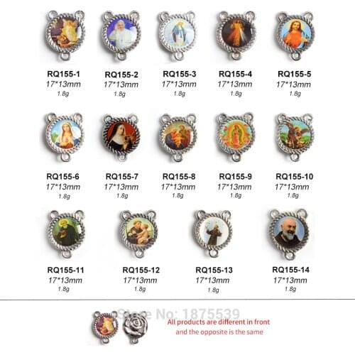 17x13 mm Catholic Rosary Centers With Saints Jesus Virgin Mary Holy Family Many Pictures