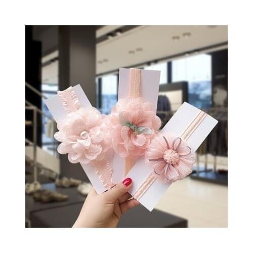 2020 Elastic Headband Net Yarn Chiffon Flower Head band Kids Hair Band Girls Hair Accessories