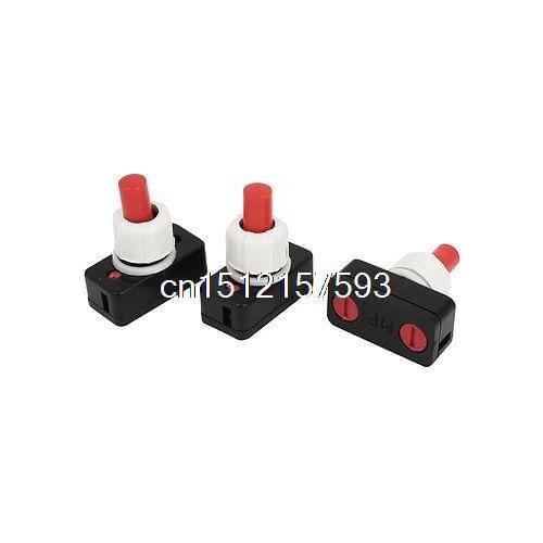 3pcs SPST ON-OFF Latching Red Round Head Push Button Switch AC 250V 1A