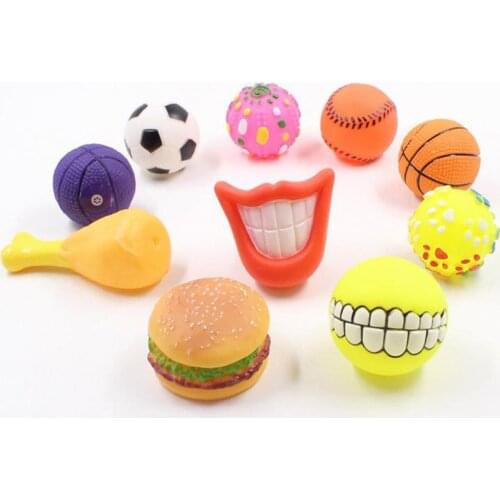 3pcs Funny Pets Dog Puppy Cat Ball Teeth Toy PVC Chew Sound Dogs Play Fetching Squeak Toys Pet Supplies Tooth Cleaning Ball