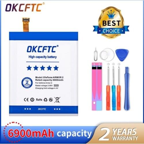 OKCFTC Armor 2 6900mAh battery For Ulefone Armor 2 5.0inch Helio P25