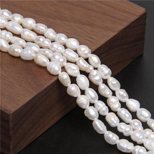 Cultured Rice Shape Freshwater Pearl Beads White Natural Pearls Loose Spacer Beads Irregular Pearl DIY Beads for Jewelry Making