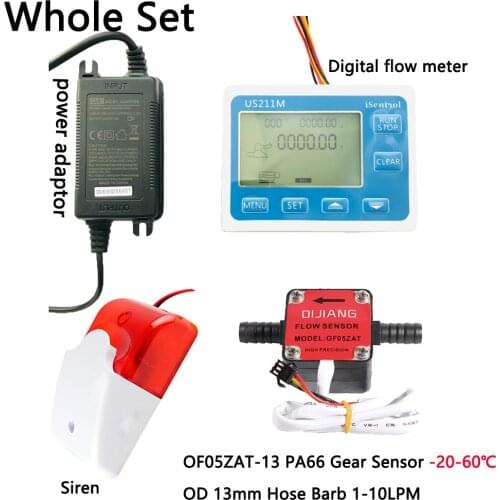 US211MA Pipe Oil Suspend Alarming System PA66 Gear Flow Sensor OF05ZAT-13mm for Lubricant Milk Turbine Flowmeter BSPP iSentrol