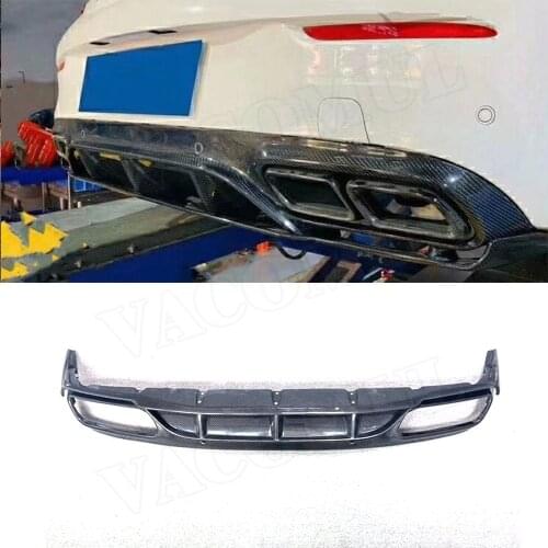 Carbon Fiber Car Rear Bumper Diffuser Lip for Benz C Class W205 C205 C63 AMG Coupe 2015-2020 Convertible Spoiler Splitters FRP