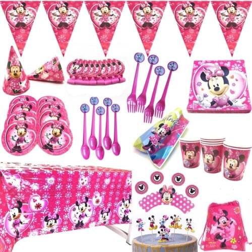 Disney Minnie Mouse party theme paper decor baby girl birthday Disposable tableware or balloon set Scenes Collection decor