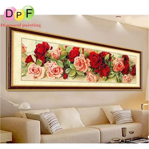DPF Room Decor Diamond Painting Cross Stitch New 3d Diy Diamond Embroidery Floral Kits Mosaic Wall Decor Flowers Rose pictures
