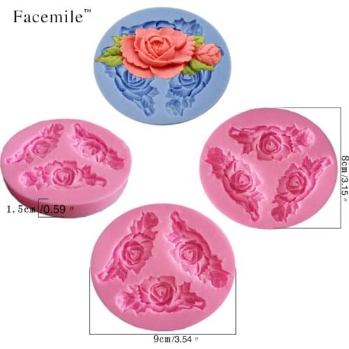 Facemile New Brand Rose Shape Silicone Fondant Cake Molds Chocolate Candy Tools Cupcake Topper 50-45 Gift