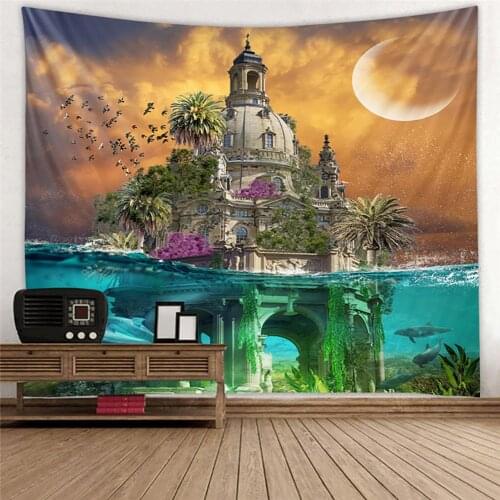 Fantasy Forest Castle Wall Hanging Tapestry Backdrop Decor Bedspread Blanket