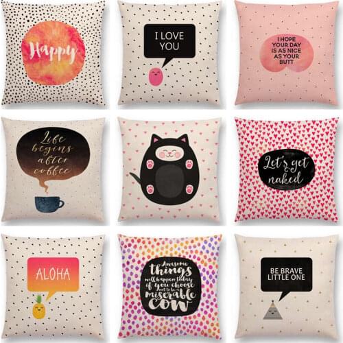 Happy Love Warm Words Colorful Spots Kind Heart Fierce Mind Brave Spirit Cute Cushion Cover Home Decor Sofa Throw Pillow Case