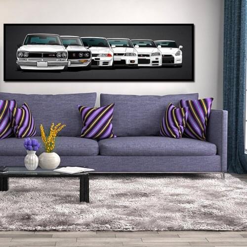 Canvas Painting HD Print Modular Artwork Modern 5 Pieces Nissan Skyline Gtr Car Pictures Bedside Home Decorative Wall Art Poster