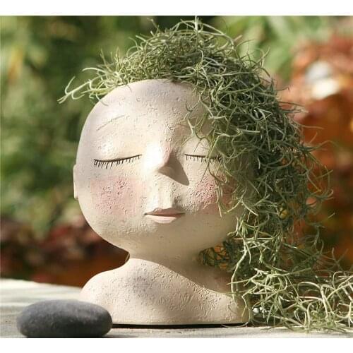 Ceramic Head Vase Ikebana Vase Flower Pot Character Human Face Vase Resin Succulent Plant Pots Portrait Tabletop Balcony Vase