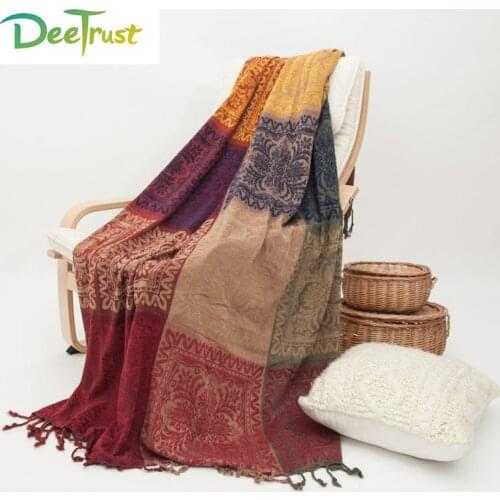 Cotton Classic Europe Super Soft Thicken Plaid Floral Blanket Fashion Throw on Sofa/Bed Blanket Table/Plane Blanket Piano Cover