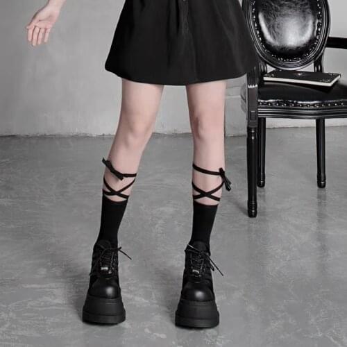 Harajuku Cool Bandage Dark Girls Socks Female Street Punk Style Sexy Stockings Lolita Socks