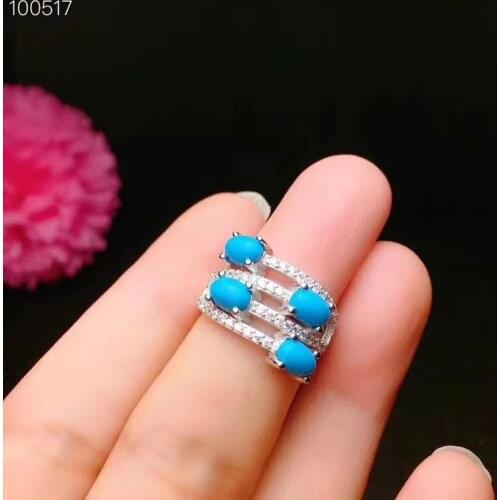 NEW 100% Natural and Real Turquoise Ring 925 sterling silver Wholesales Fine jewelry