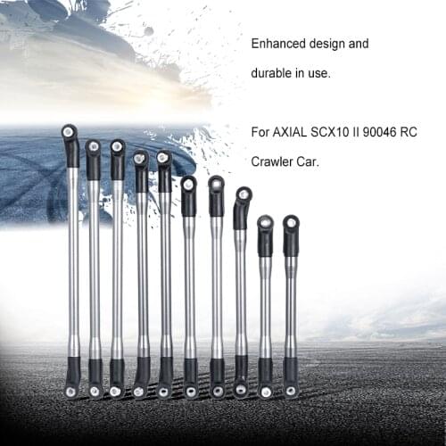 10PCS/set Metal Link Set Upper+Lower Linkage Chassis With Plastic Rod End Set For AXIAL SCX10 II 90046 1/10 RC Crawler Car