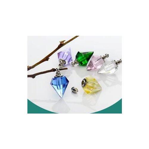 Diamond Shape Crystal Vial perfume oil vial pendant crystal wishing bottles Perfume Name on rice vial Pendant Jars Bottle Gift