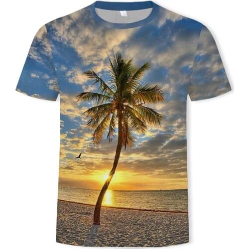 Summer fashion mens and womens T-shirt 3D seaside beauty printing casual T-shirt clothing Asian size S-6XLT shirt