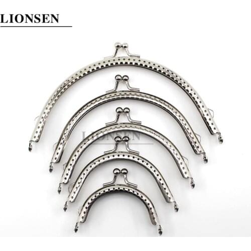 LIONSEN 8.5cm Silver Basic Metal Purse Frame Handle for Clutch Bag Coin Kiss Clasp Lock Antique Bronze Hardware Bag Accessory