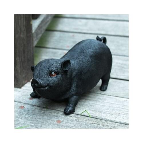 RESIN PIGLET BIG BLACK PIG MODEL RESTAURANT LANDSCAPE HOTEL DECORATION STATUES SCULPTURE HOME WEDDING DECORATION DIES