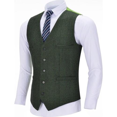 Mens Boutique Wool Tweed Slim Fit Leisure Cotton Suit Vest Male gentleman Beckham business Burgundy Male Brown Wedding Vest