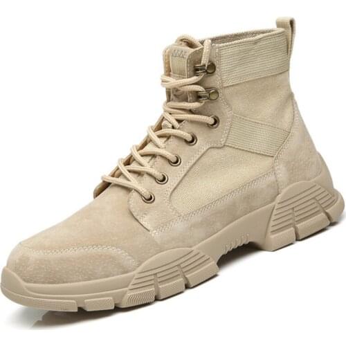 2021 Autumn New Trend Tooling Boots Comfortable And Versatile High-top Mens Leather Boots Fashion British Desert Military Boots