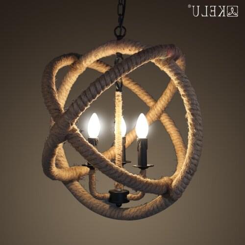 But American Country Road Lighting Loft Retro Personality Industrial Restaurant Bar Coffee Rope Chandelier deco maison
