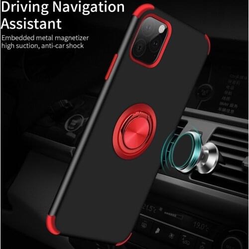 Luxury Armor Shockproof Case For iPhone 11 Pro XS Max X XR Hybrid Bumper Holder Case For iPhone 6 6s 7 8 Plus Metal Ring Case