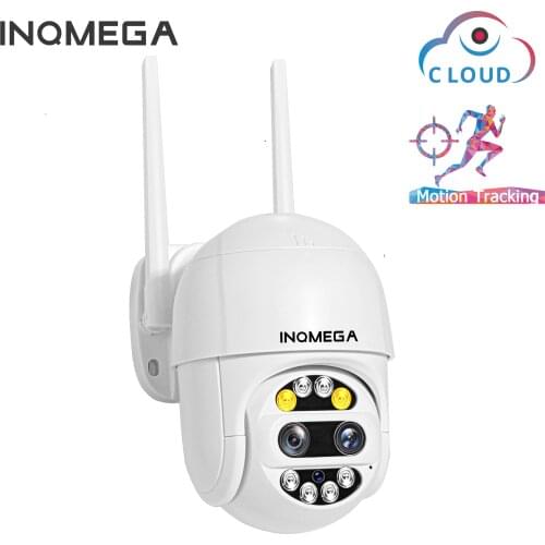 INQMEGA Dual-Lens PTZ Speed Dome Camera 1080P Wifi Camera Outdoor Auto Tracking Cloud CCTV Home Security IP Camera 2MP 4X Zoom