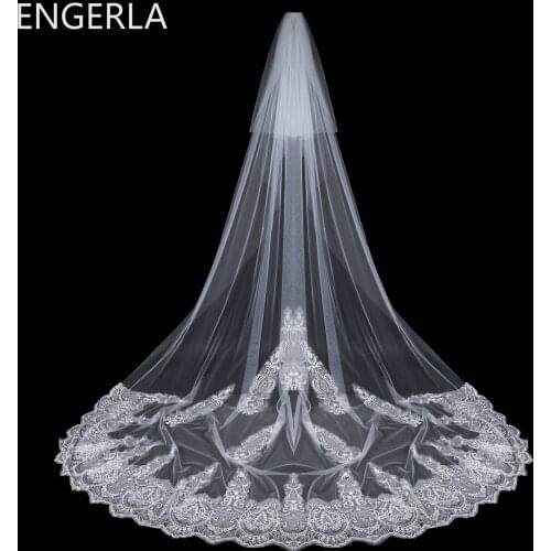 Bride Wedding Veil Accessories Long Elegant Wedding Veil White Lace Side Length 2 Layers Bridal Veil Bridal Wedding Veil