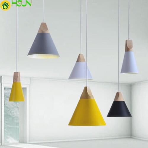 Light Modern Wood Pendant Lamp Nordic Pendant light For Cafe Restaurant Bedroom Hanglamp Kitchen Colorful Suspension Luminaire