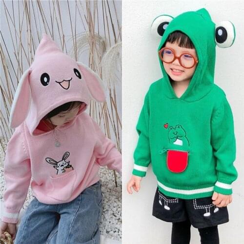 Tonytaobaby Autumn and Winter Clothes New Kids Babies' Cartoon Frog Rabbit Knitted Cap Sweater Boys Sweaters