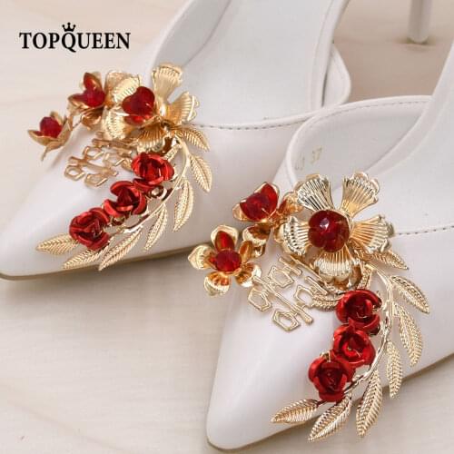 TOPQUEEN-X28 1 Pair Fashion Trendy Shoe Buckles Elegant Lady Women Bride Wedding Shoes Buckle Flower Jewelry