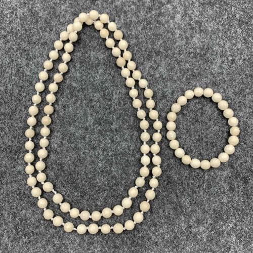 Vintage Jewelry Set for Women Natural Stone Crystal Beaded Long Chain Strand Necklace Bracelet Sets Handmade Accessories B192