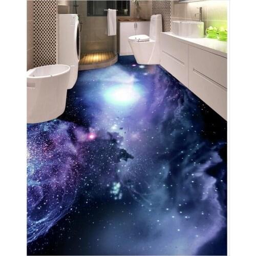 Waterproof floor mural painting wolrd sky Bathroom 3d wallpaper floor Home Decoration