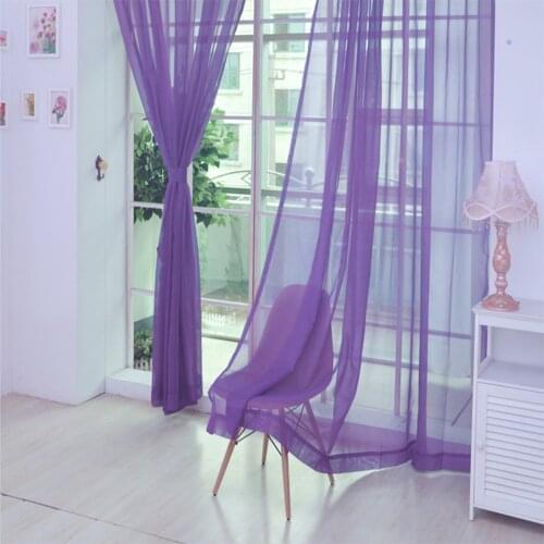1 PCS Pure Color Tulle Door Window Curtain Drape Panel Sheer Scarf Valances Modern Styles Bedroom Living Room Curtains 200x100cm
