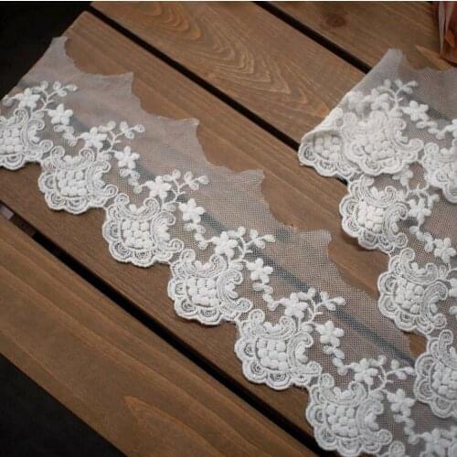1Yard 7.5CM Width French Mesh Embroidered Lace Trim Fabric Handmade Sewing Materials Curtains Sleeves Lingerie Decor DIY Ribbons