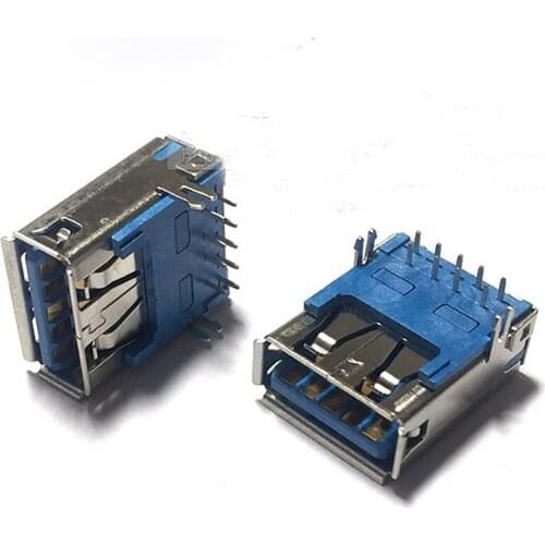 10pcs All copper USB3.0 curling 3.0 USB interface A female 90 degree two dip harpoon feet