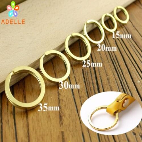 100% Solid Brass flat Split Rings 15/20/25/30/35mm Keyrings connector Key chains Keys Holder jewelry making free shipping 20pcs