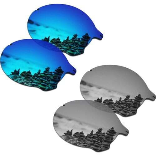SmartVLT 2 Pairs Polarized Sunglasses Replacement Lenses for Oakley Tailend Ice Blue and Silver Titanium
