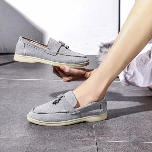 2021 spring cow suede loafers ladies casual shoes comfortable womens shoes