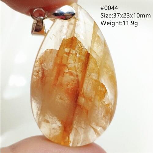 37x23x10mm Natural Red Yellow Limonite Phantom Quartz Pendant Clear Bead For Women Man Water Drop Necklace AAAAA