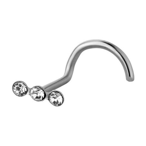 50pcs/Lot 20G Clear Gems Nose Stud Screw Surgical Steel Nose Ring Studs Body Piercing Curve New Nose Piercing