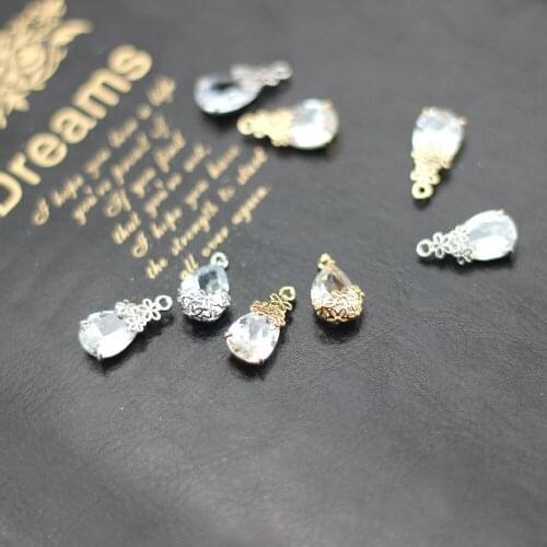 6pcs Fashion Oval Pendant Earrings Bracelet Material Trendy Rhinestone Metal Earrings For Women Diy Handmade Jewelry Accessories