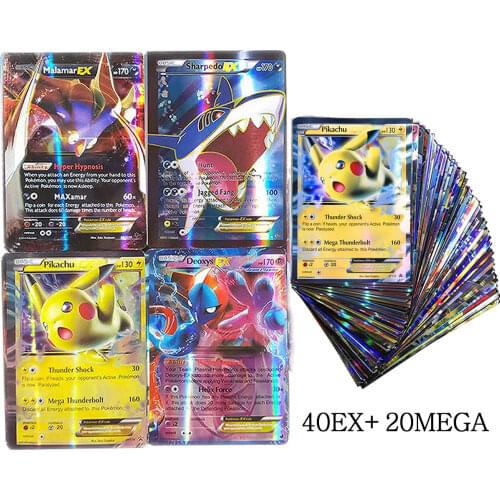 60pcs/Box TAKARA TOMY Pokemon Battle Card EX MEGA Booster Box English Trading Game Shining Card Top Loaded List Toy Gift For Kid
